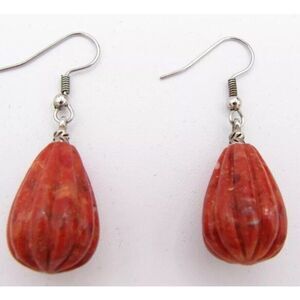 *925 Barse Coral Dangle drop Hook Earrings